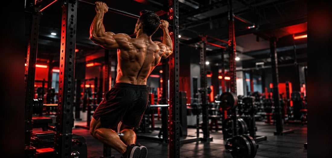 Programme Push Pull Legs : athlète qui fait des tractions dans une salle de musculation